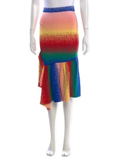 Pre-owned Amur Striped Midi Length Skirt In Blue