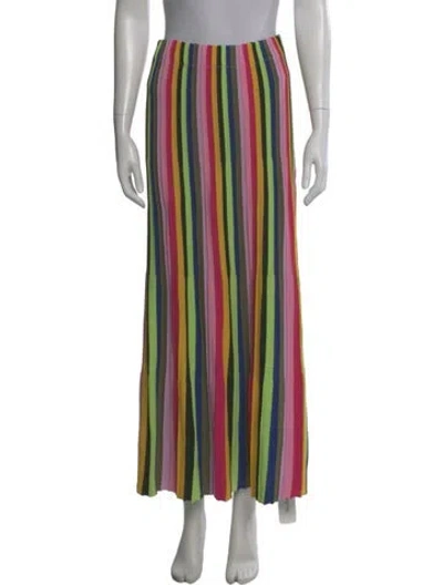 Pre-owned Amur Striped Midi Length Skirt In Pink