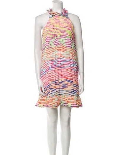 Pre-owned Amur Striped Mini Dress In White