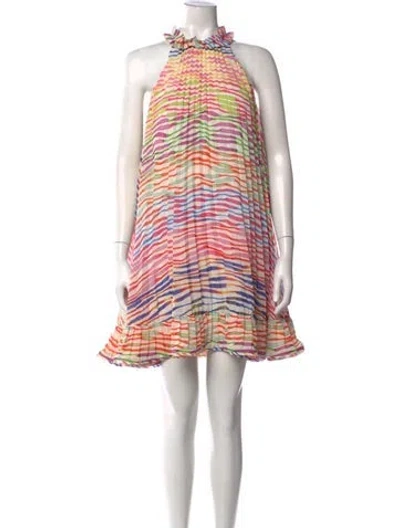 Pre-owned Amur Striped Mini Dress In White