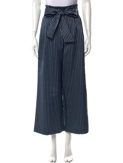 Pre-owned Amur Striped Wide Leg Pants In Blue
