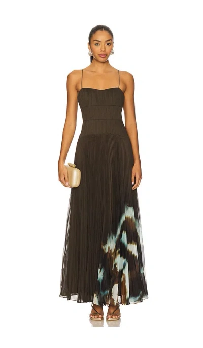 Amur Sue Pleated Gown In Brown