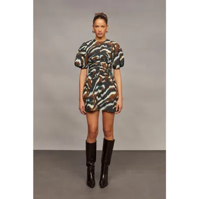 Amur Tanner Puff Sleeve Mini Dress In Multi