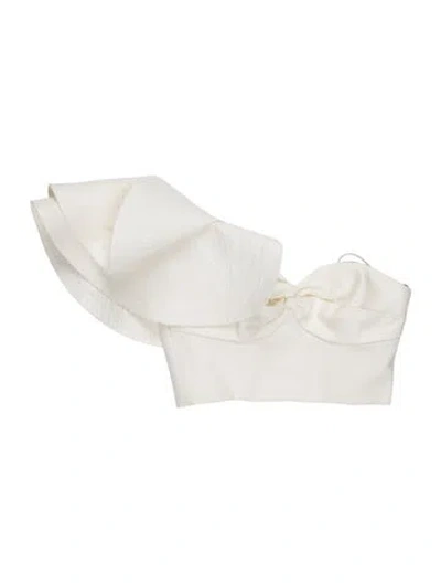 Pre-owned Amur Tie Neck Sleeveless Top In White