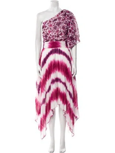Pre-owned Amur Tie-dye Print Long Dress In Pink