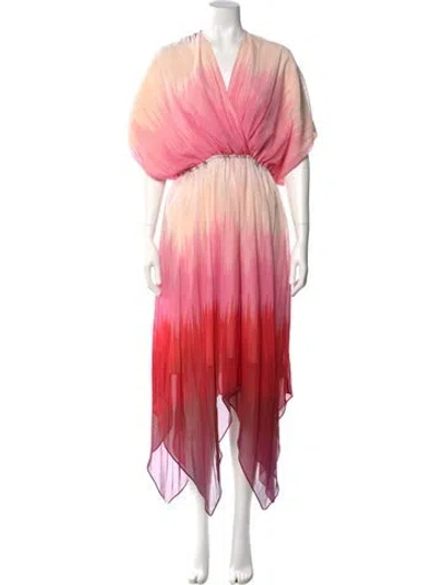 Pre-owned Amur Tie-dye Print Long Dress In Pink