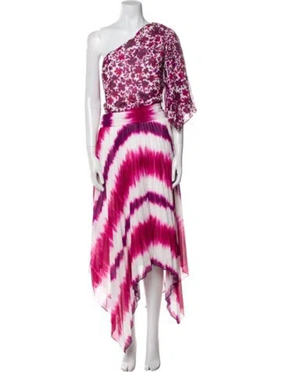 Pre-owned Amur Tie-dye Print Long Dress W/ Tags In Burgundy