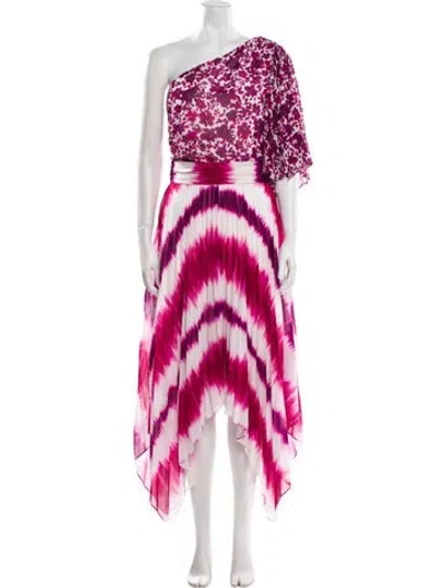Pre-owned Amur Tie-dye Print Long Dress W/ Tags In Burgundy