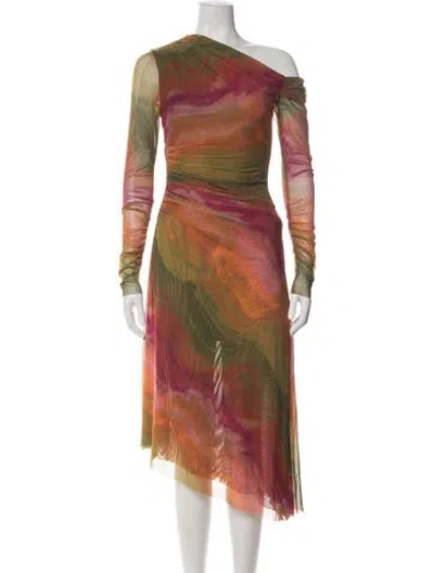 Pre-owned Amur Tie-dye Print Midi Length Dress In Multi