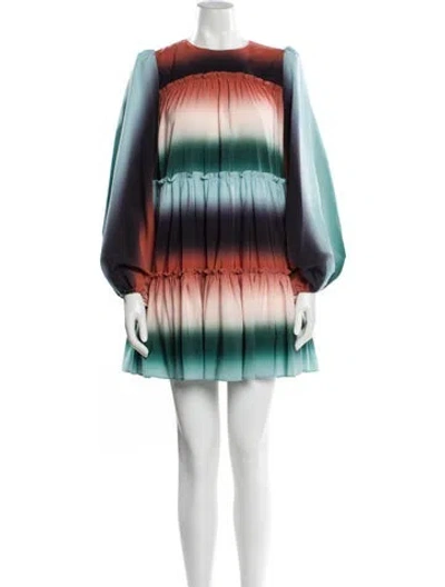 Pre-owned Amur Tie-dye Print Mini Dress In Blue