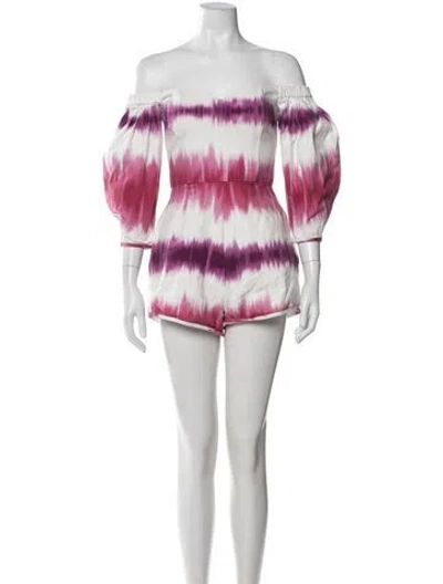 Pre-owned Amur Tie-dye Print Off-the-shoulder Romper In Multi