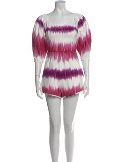 Pre-owned Amur Tie-dye Print V-neck Romper In Multi