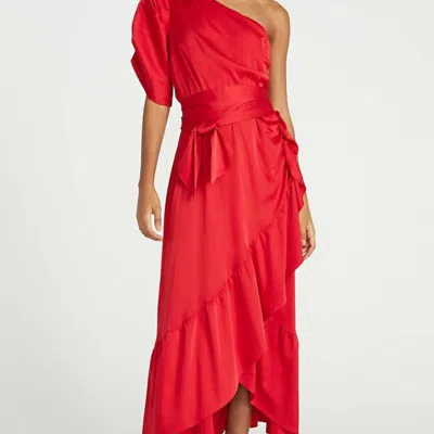 Amur Topanga Faux Wrap Dress In Red