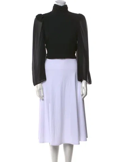 Pre-owned Amur Turtleneck Long Sleeve Crop Top In Black