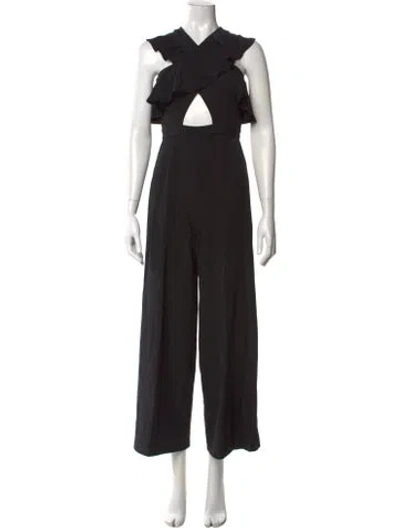 Pre-owned Amur V-neck Jumpsuit In Black