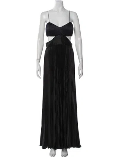 Pre-owned Amur V-neck Long Dress In Blue