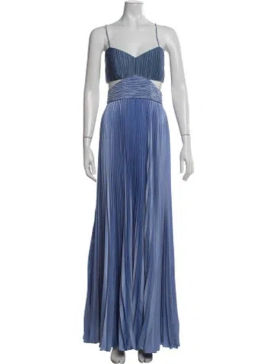Pre-owned Amur V-neck Long Dress In Blue