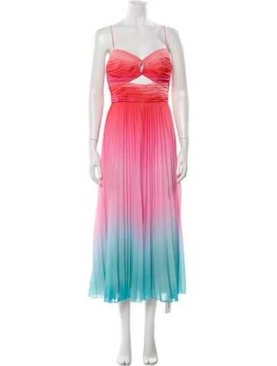 Pre-owned Amur V-neck Long Dress In Blue/pink
