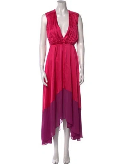 Pre-owned Amur V-neck Long Dress In Multi