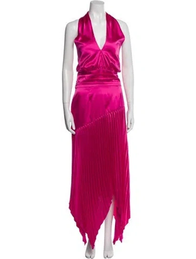 Pre-owned Amur V-neck Long Dress In Multi