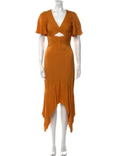 Pre-owned Amur V-neck Long Dress In Orange