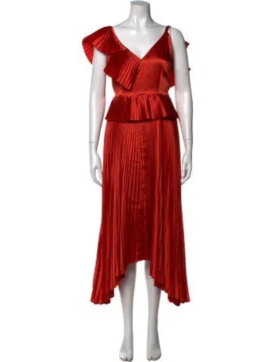 Pre-owned Amur V-neck Long Dress In Orange