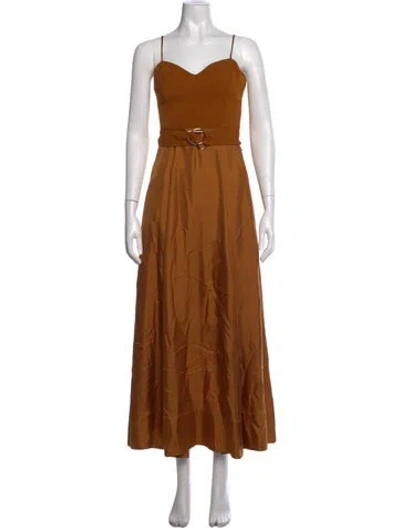 Pre-owned Amur V-neck Long Dress In Orange