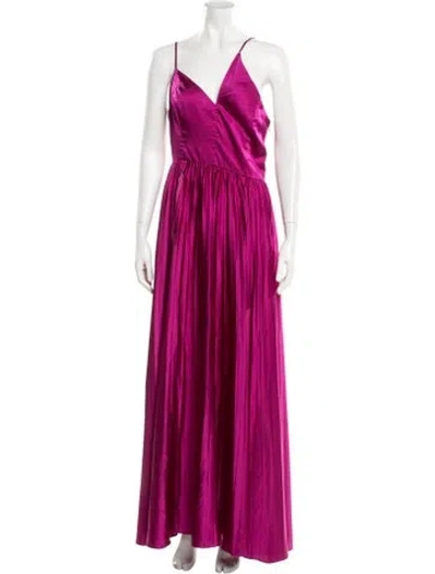 Pre-owned Amur V-neck Long Dress In Pink