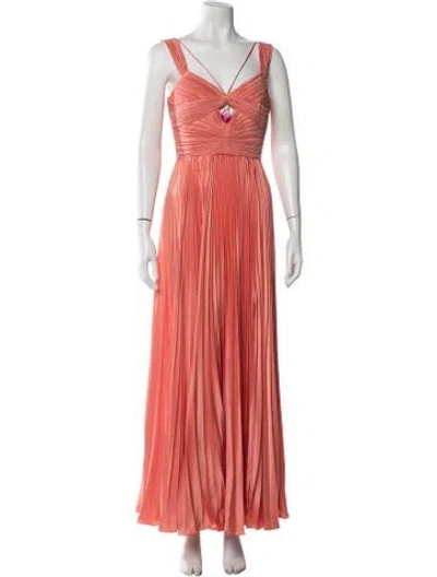 Pre-owned Amur V-neck Long Dress In Pink