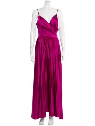 Pre-owned Amur V-neck Long Dress In Purple