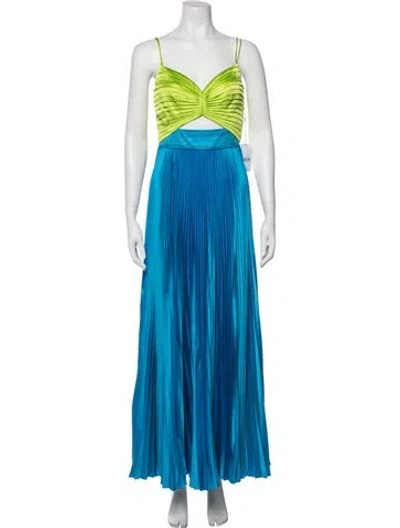 Pre-owned Amur V-neck Long Dress W/ Tags In Blue