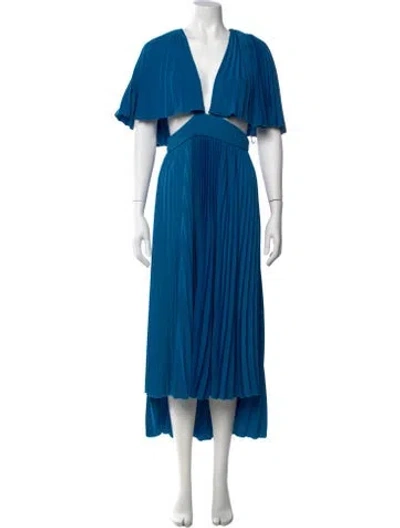 Pre-owned Amur V-neck Midi Length Dress In Blue