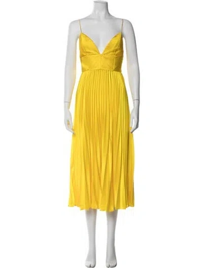 Pre-owned Amur V-neck Midi Length Dress In Orange