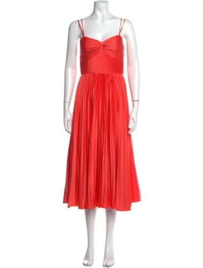 Pre-owned Amur V-neck Midi Length Dress In Orange