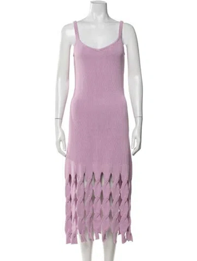 Pre-owned Amur V-neck Midi Length Dress W/ Tags In Purple