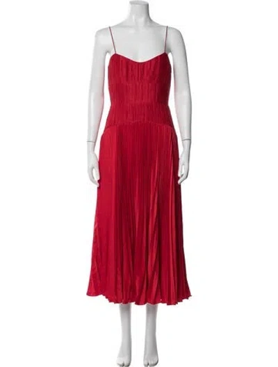 Pre-owned Amur V-neck Midi Length Dress W/ Tags In Red