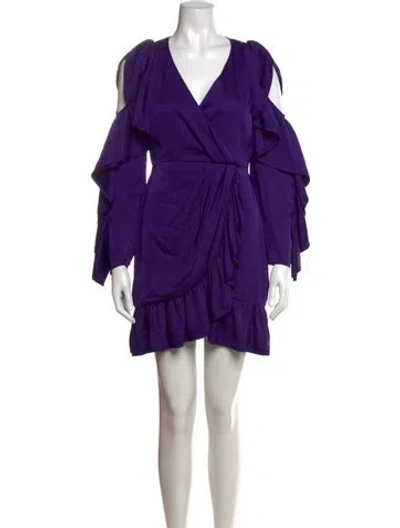 Pre-owned Amur V-neck Mini Dress In Purple