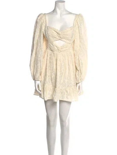 Pre-owned Amur V-neck Mini Dress In White