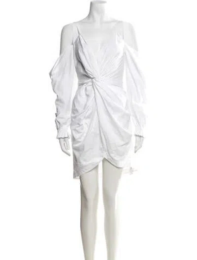 Pre-owned Amur V-neck Mini Dress In White