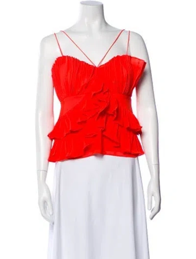 Pre-owned Amur V-neck Sleeveless Top In Orange