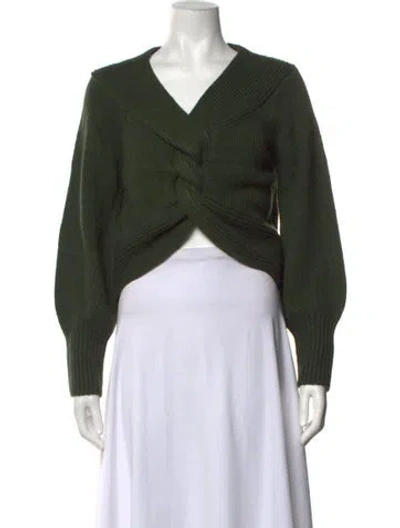 Pre-owned Amur V-neck Sweater In Green