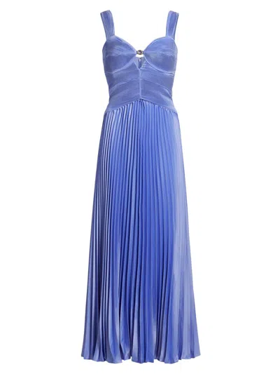 Amur Women's Alaia Pleated Sweetheart Gown In Blue