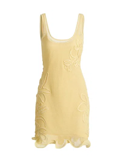Amur Women's Alemeda Floral-embroidered Minidress In Yellow