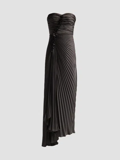 Amur Women's Alexandra Ruched Pleated Strapless Gown In Willow Ash