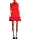 Amur Amiri Pleated Open-back Halter Mini Dress In Red Pepper