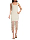 Amur Archie Crochet Fringe Midi Dress In Off White