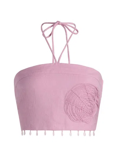 Amur Women's Chelly Embroidered Cotton-linen Top In Pink