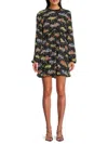 Amur Womens Above Knee Floral Print Mini Dress In Black Multi
