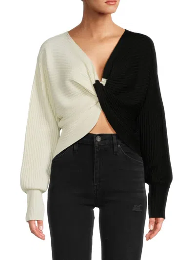 Amur Women's Cruz Colorblock Twist Wool Sweater In Cranberry