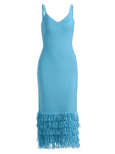 Amur Decker Fringe Midi Dress In Animal Print